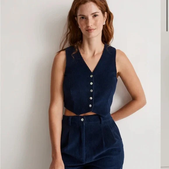 Madewell Donni Corduroy Crop Vest (size M/runs small) - Picture 1 of 9